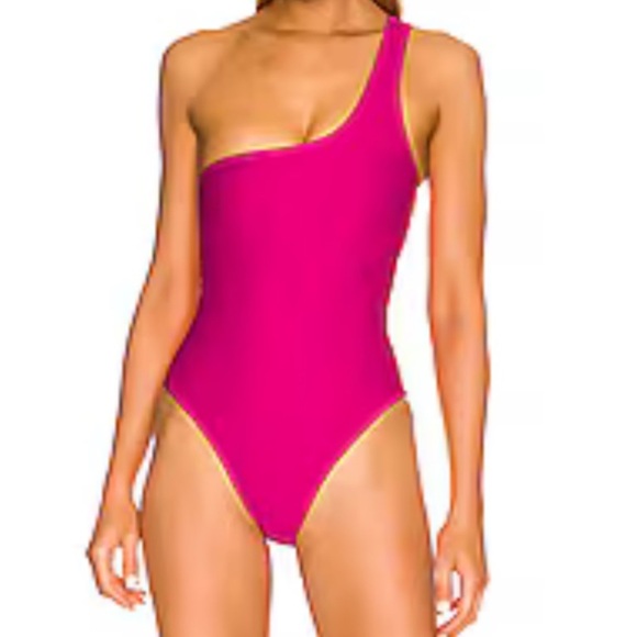 Faithfull the Brand One-Shoulder Pink Swimsuit - Picture 1 of 4